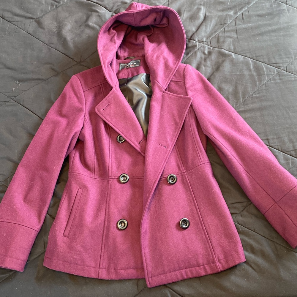 Dark Purple Hooded Peacoat